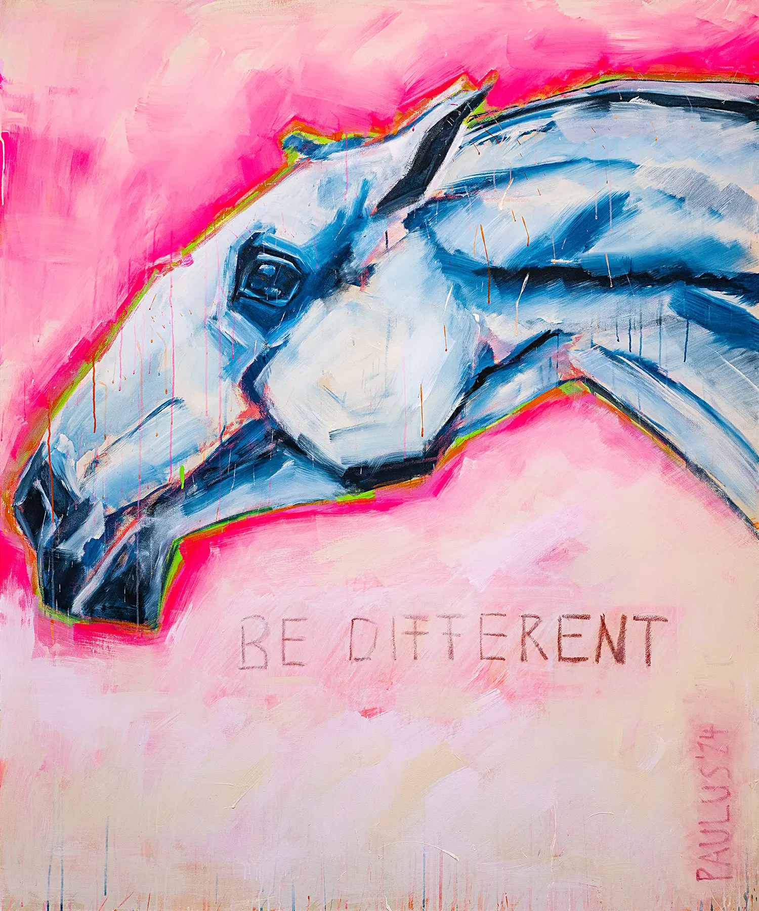 Be different Pferd, 2024, 150cm x 180cm, Acryl auf Leinwand