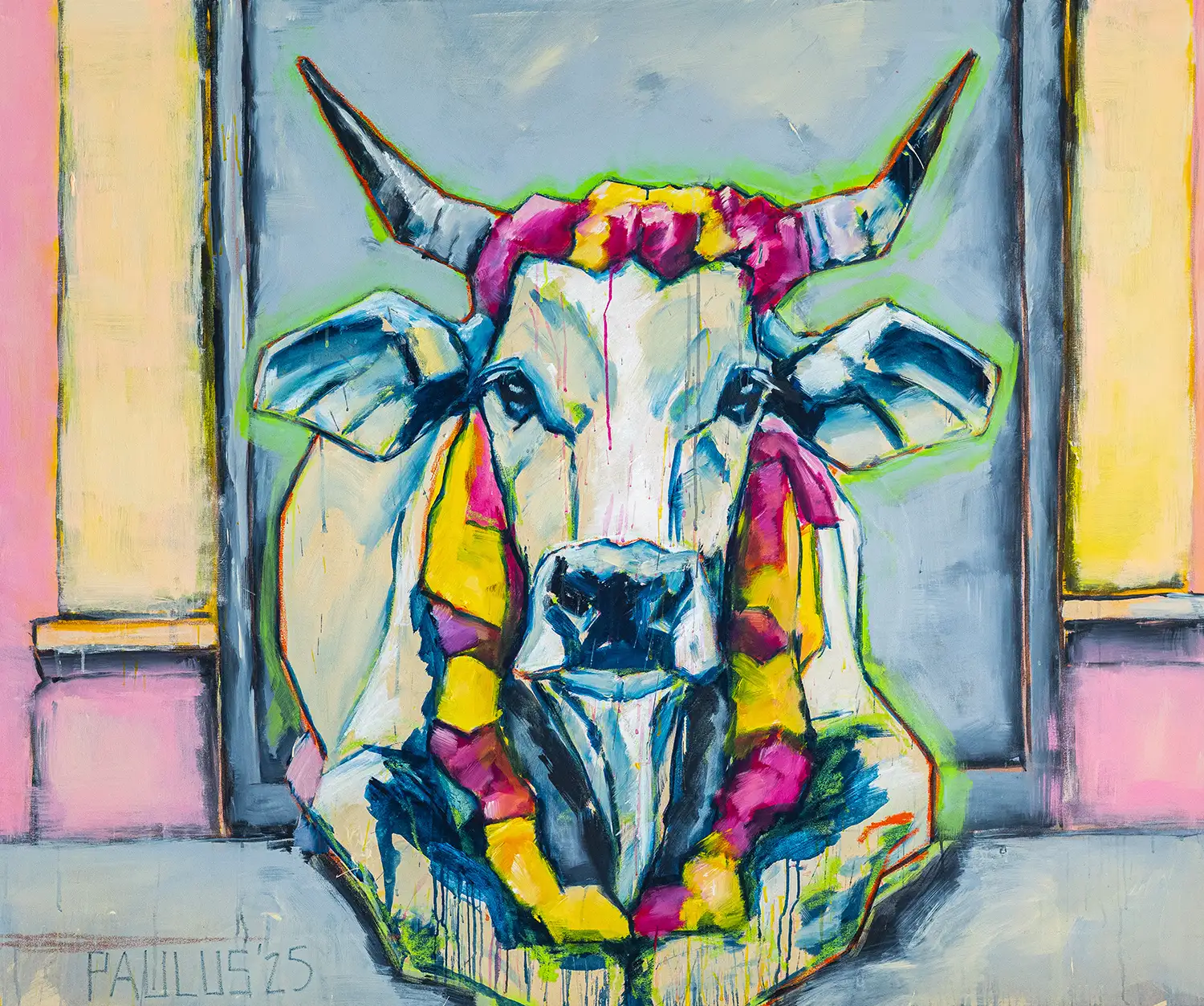 Heilige Kuh, 2025, 180cm x 150cm, Acryl auf Leinwand