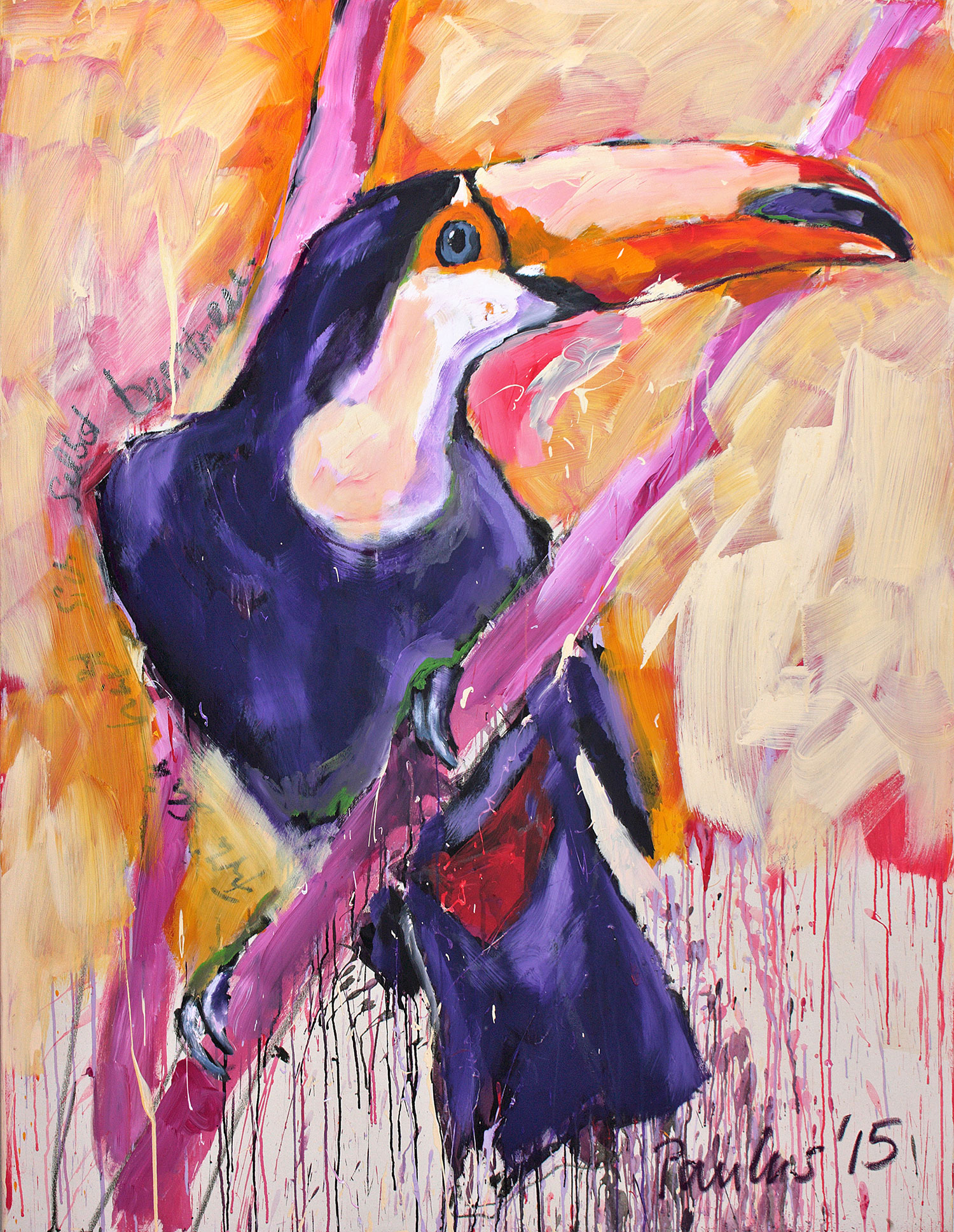 Tukan, 2015, 150cm x 180cm, Acryl auf Leinwand